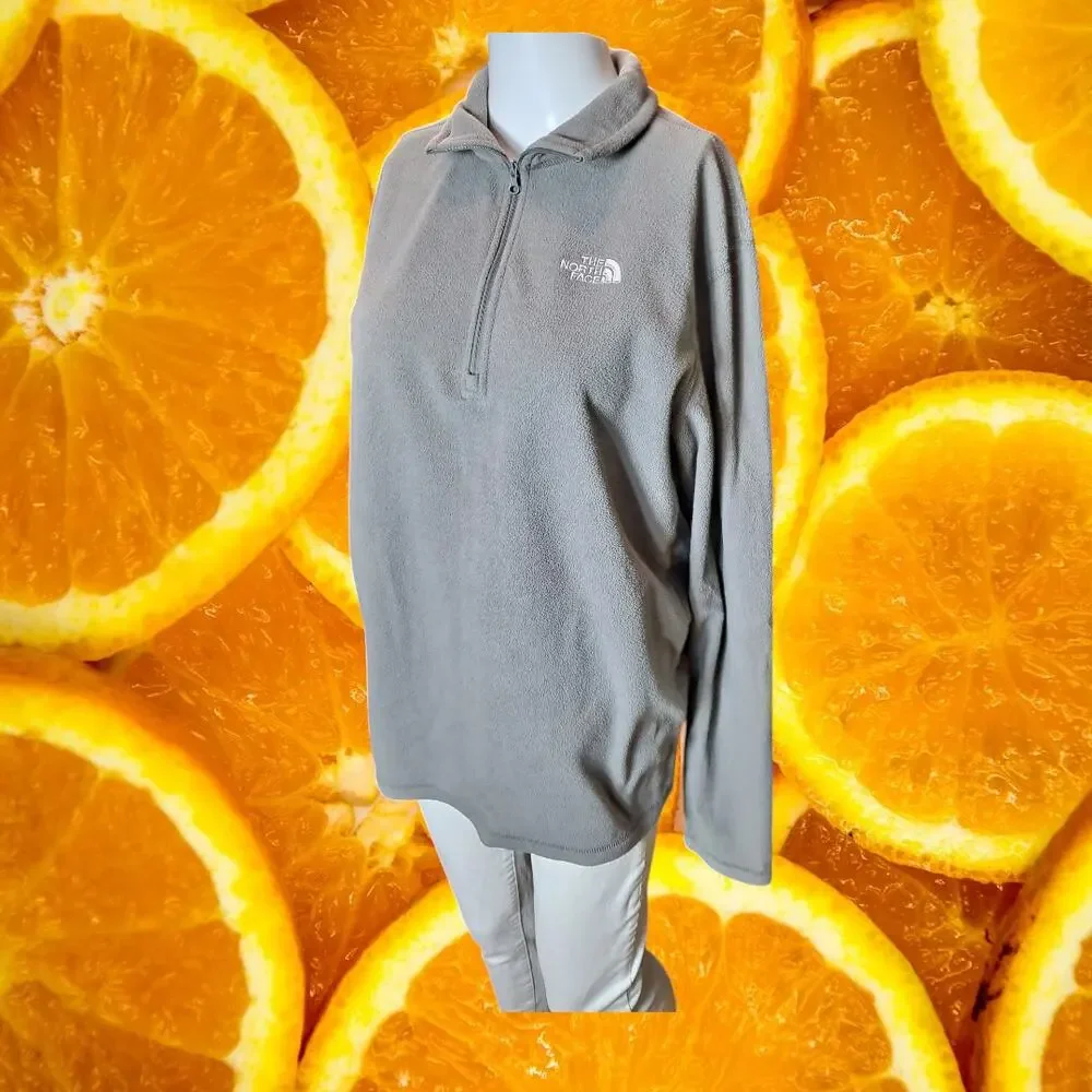 The North Face Men's Grey Glacier 1/4 Zip Fleece Pullover Sweatshirt Size S